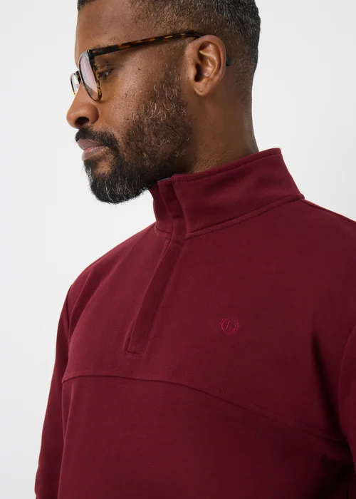 Lincoln Burgundy Quarter Zip Sweatshirt - Small Image 2