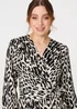 Izabel London Black Animal Print Ruffled Midi Wrap Dress - 8 Image 3