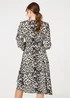 Izabel London Black Animal Print Ruffled Midi Wrap Dress - 8 Image 4