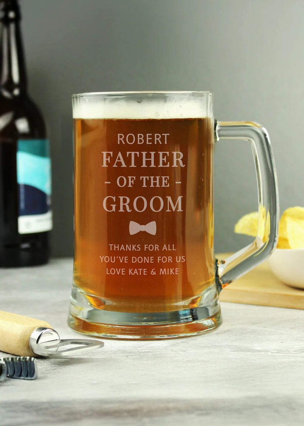 Personalised Memento Company Father of the Groom Pint Stern Tankard - One Size Image 1