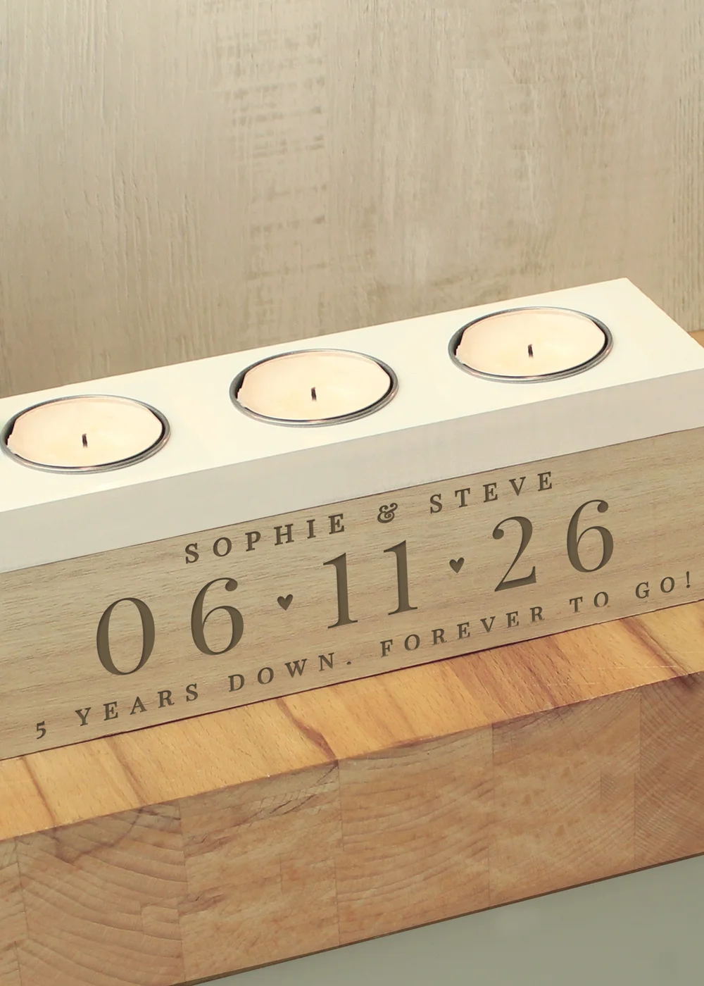 Personalised Memento Company Special Date Triple Tea Light Box - One Size Image 2