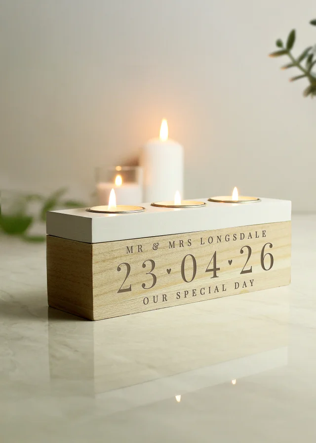 Personalised Memento Company Special Date Triple Tea Light Box