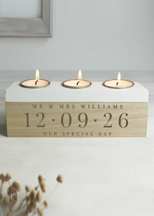 Personalised Memento Company Special Date Triple Tea Light Box - One Size Image 3