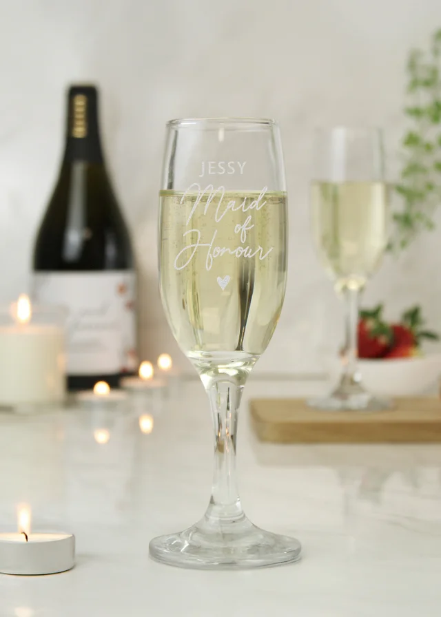 Personalised Memento Company Maid of Honour Flute Glass