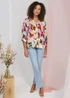 Izabel London Pink Brushstroke Print 3/4 Sleeve Shirt - 8 Image 3