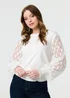 Izabel London White Sheer Lace Sleeve Knitted Jumper - 16 Image 3