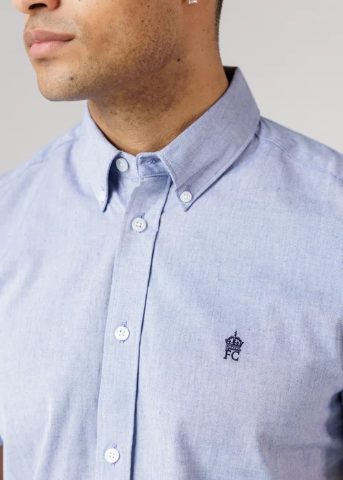 French Connection Navy Cotton Short Sleeve Oxford Shirt - S Image 3