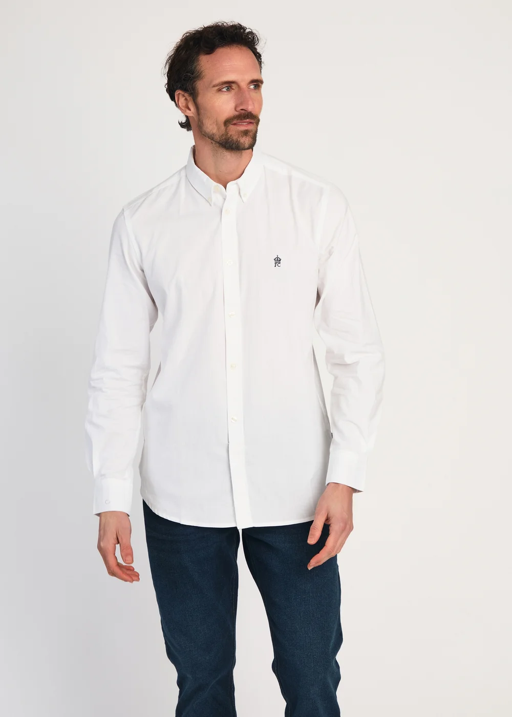French Connection White Cotton Long Sleeve Oxford Shirt - Extra Large Image 1