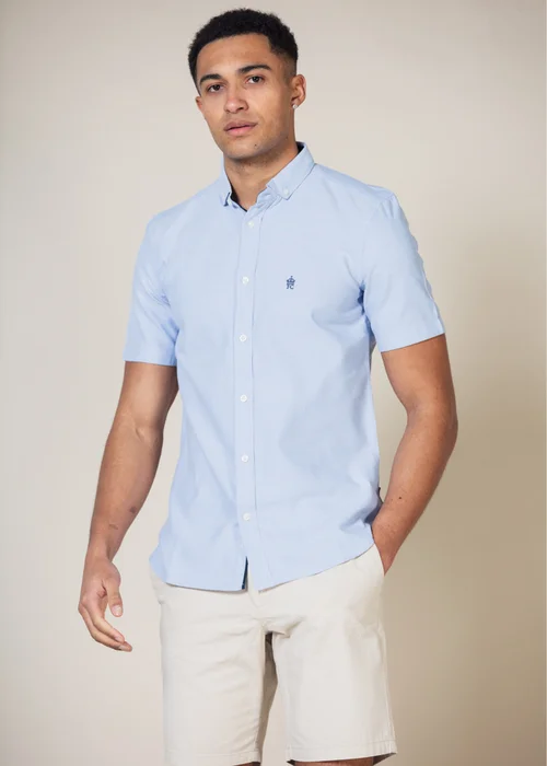 French Connection Blue 2 Pack Cotton Short Sleeve Oxford Shirts - L Image 2
