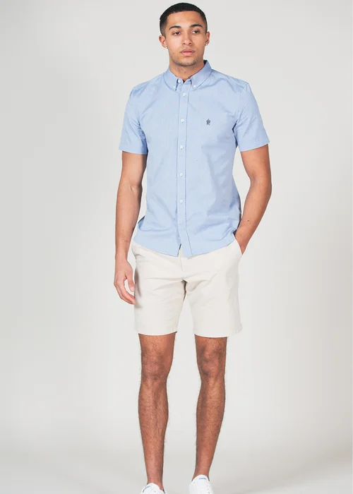 French Connection Blue 2 Pack Cotton Short Sleeve Oxford Shirts - L Image 4