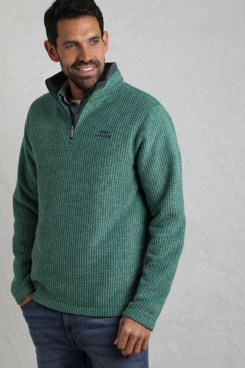 Weird Fish Emerald Green Newark 1/4 Zip Grid Fleece - 5XL Image 1