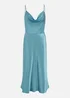 Yumi Blue Satin Cowl Neck Midi Dress - 14 Image 3