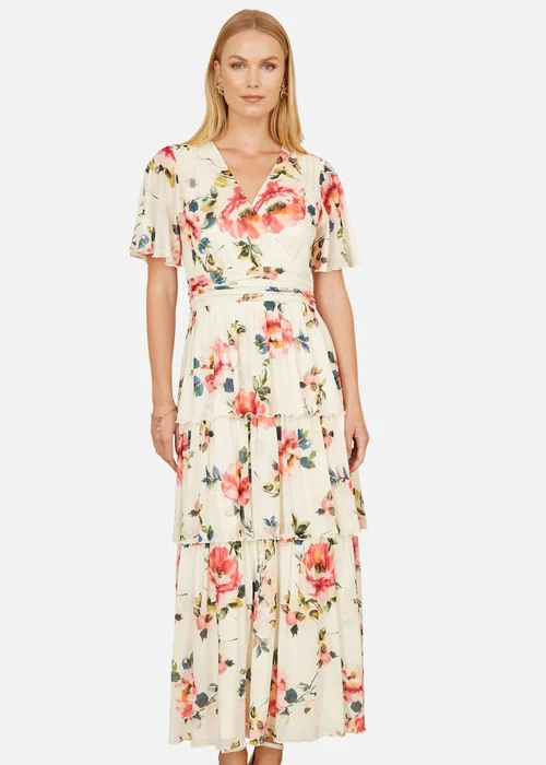 Yumi Ivory Floral Mesh Tiered Maxi Dress - 18 Image 2