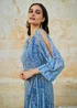 Yumi Blue Paisley Dipped Hemline Midi Dress With Open Long Sleeves - 16 Image 2