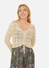 Yumi Beige Crochet Top With Front Ruching - Small Image 2