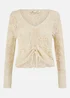 Yumi Beige Crochet Top With Front Ruching - Small Image 3