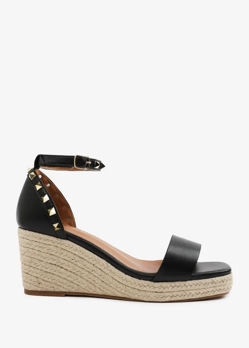 Where's That From BlackPU Presley Wedge Sandals With Gladiator Ankle-Strap - 4 Image 1