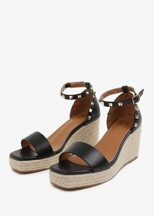 Where's That From BlackPU Presley wide-fit Wedge Sandals With Gladiator-Ankle-Strap - Size 8 Image 4