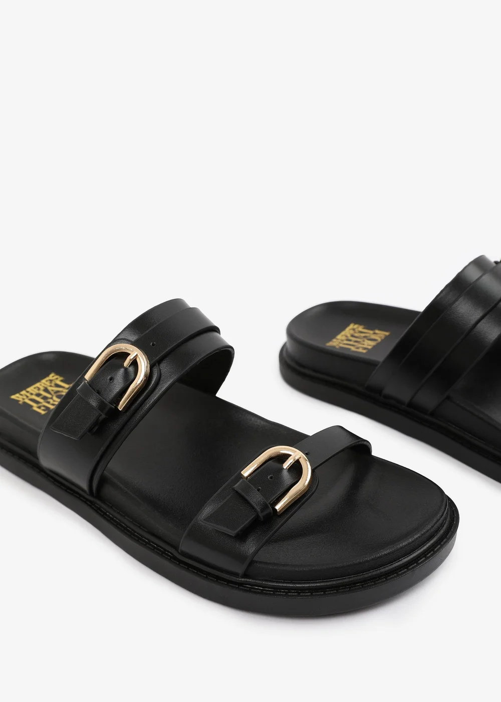 Where's That From BlackPU Abrina Flatform Sandal With Double-Buckle-Strap Details - 4 Image 4