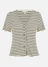 Yumi White Striped Cotton Jersey Lettuce Trim T-Shirt - Size 10 Image 3