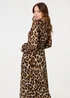 Izabel London Brown Animal Print Sheer Layered Maxi Dress - 8 Image 4