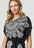 Izabel London Black Paisley Print Tie Waist Kimono Blouse Top - M Image 3