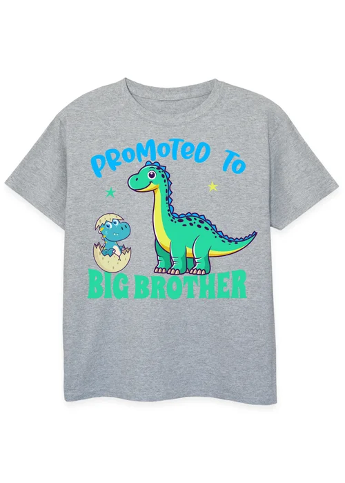 Ada & Ted Promoted To Big Brother Boys Heather Grey T-Shirt - 9-11 Yrs Image 1