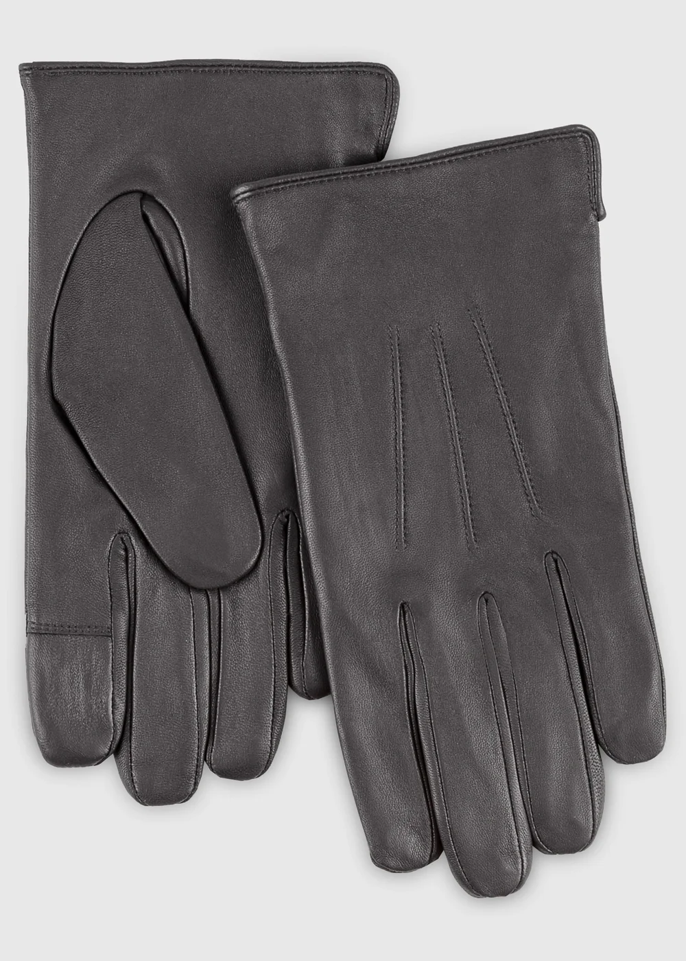 Totes Isotoner Grey Smartouch Water Repellent 3 Point Leather Gloves - Small/Medium Image 1
