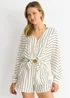 Gini London Cream Long Sleeve Batwing Stripe Shirt - 12 Image 3
