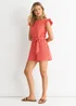 Gini London Coral Stretch Texture Frill Elasticated Waist Playsuit - M/L Image 4