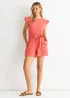 Gini London Coral Stretch Texture Frill Elasticated Waist Playsuit - M/L Image 1