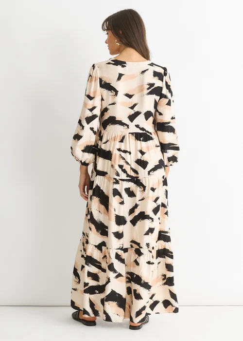 Gini London Cream Animal Print Smock Maxi Dress - 8 Image 2