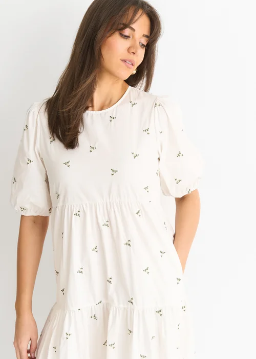 Gini London White Broderie Cotton Smock Midi Dress - 14 Image 3