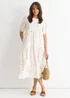 Gini London White Broderie Cotton Smock Midi Dress - 14 Image 1