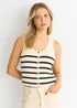 Gini London White Mono Stripe Knit Waist Coat Vest - M/L Image 3
