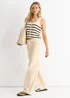 Gini London White Mono Stripe Knit Waist Coat Vest - M/L Image 4