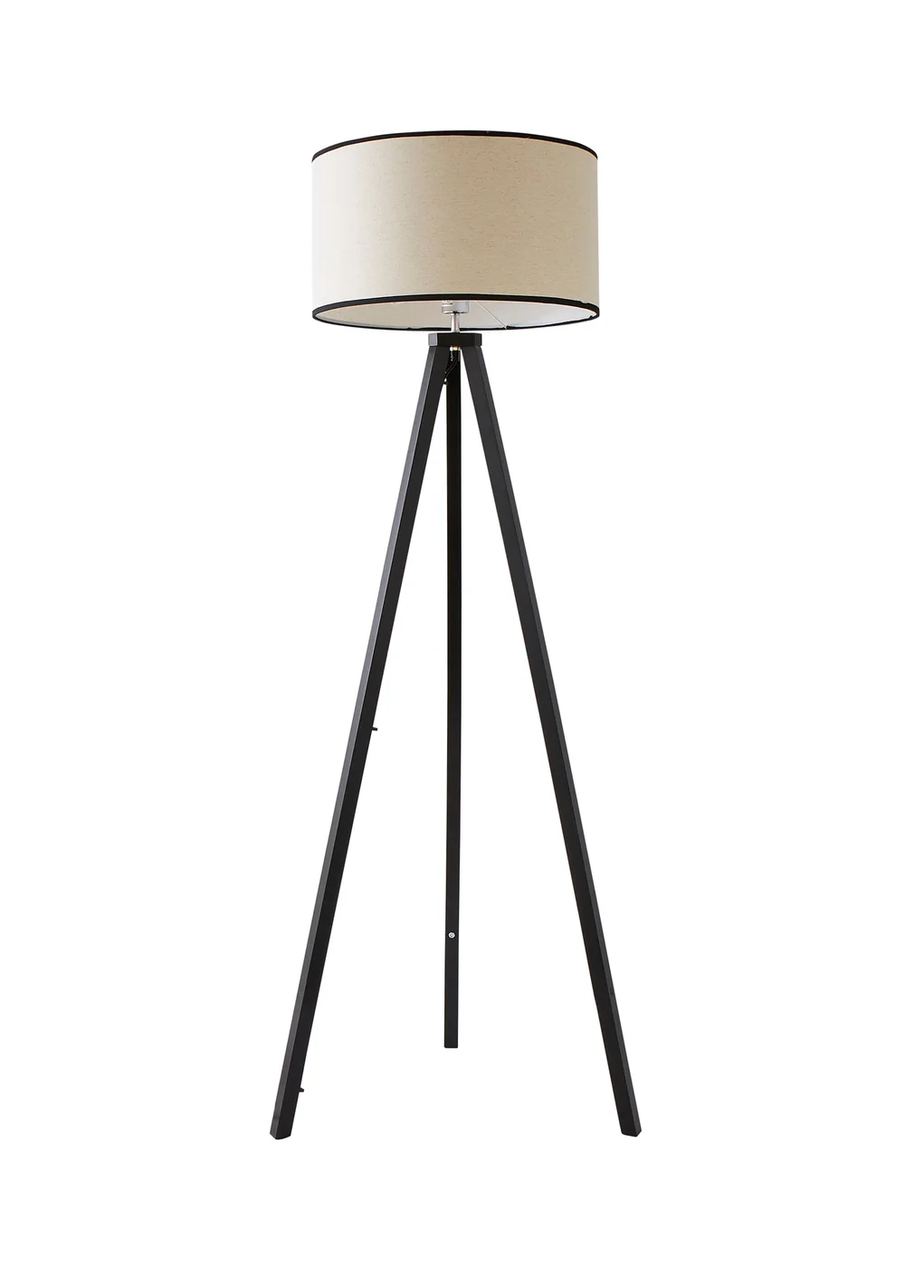 ValueLights Barbro Tripod Wood Black Floor Lamp with Large Drum Trim Shade - One Size Image 2