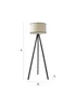 ValueLights Barbro Tripod Wood Black Floor Lamp with Large Drum Trim Shade - One Size Image 6