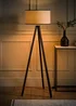 ValueLights Barbro Tripod Wood Black Floor Lamp with Large Drum Trim Shade - One Size Image 3