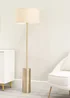 ValueLights Lexy Dimmable Plated Gold Floor Lamp with Large Drum Shade - One Size Image 1