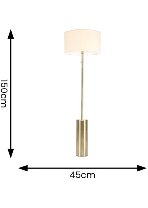 ValueLights Lexy Dimmable Plated Gold Floor Lamp with Large Drum Shade - One Size Image 4