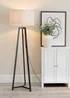 ValueLights Lottie Painted Black Floor Lamp with Large Drum Shade - One Size Image 3