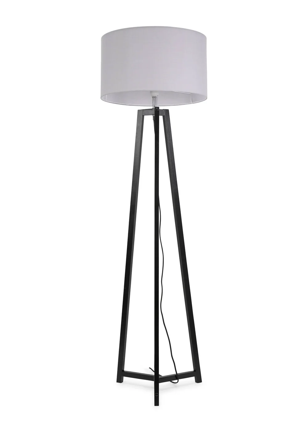 ValueLights Lottie Painted Black Floor Lamp with Large Drum Shade - One Size Image 2