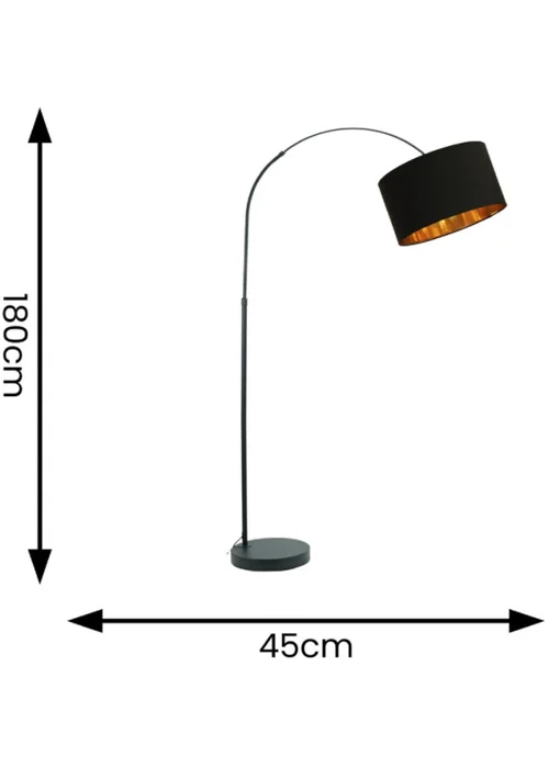 ValueLights Louis Matte Black Floor Lamp with Large Drum Shade - One Size Image 4