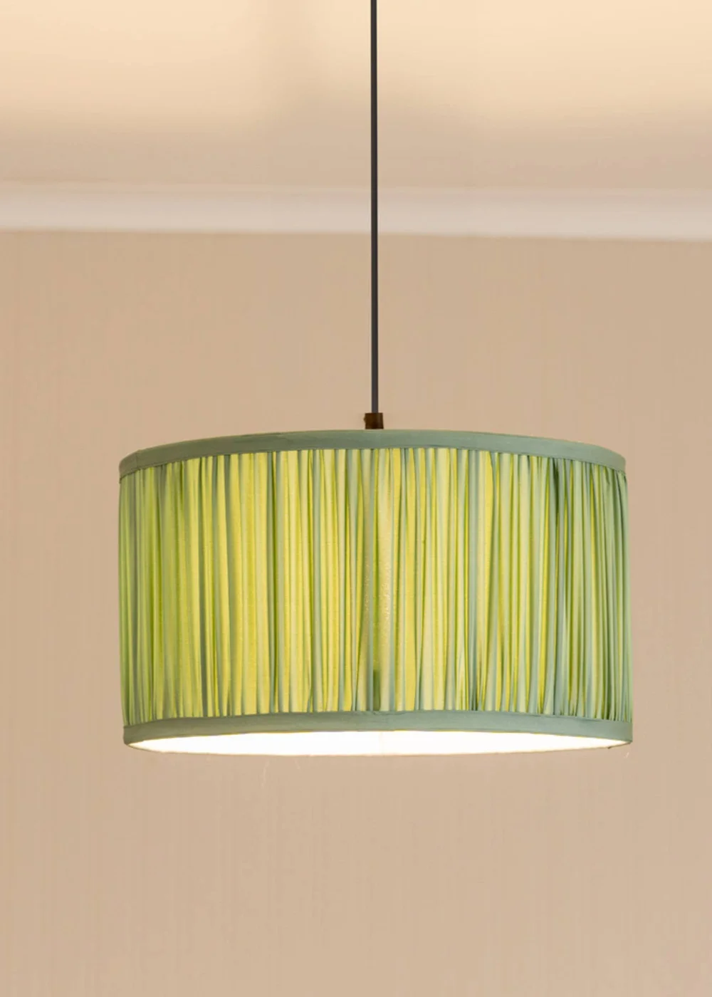 ValueLights Large Jess Fabric Faux Silk Green Drum Ceiling Pendant Shade - Large Image 2