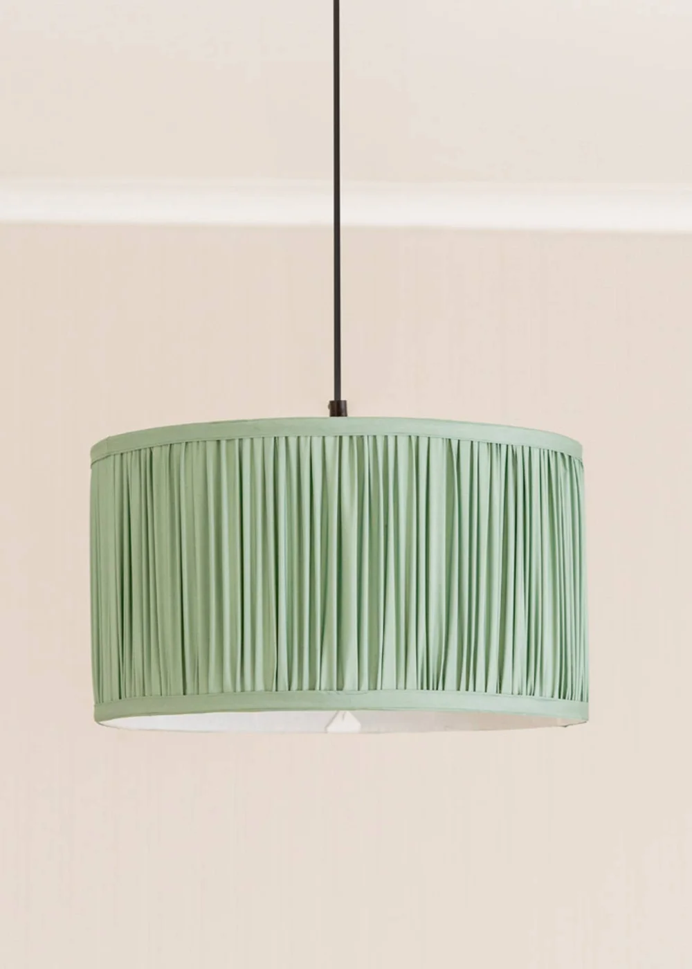 ValueLights Large Jess Fabric Faux Silk Green Drum Ceiling Pendant Shade - Large Image 1