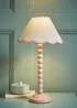 ValueLights Bobbles Painted Pink Table Lamp with Small Tapered Shade - One Size Image 1