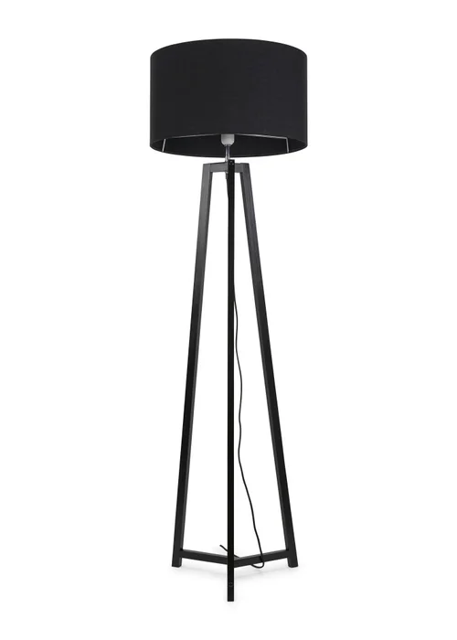 ValueLights Lottie Painted Black Floor Lamp with Large Drum Shade - One Size Image 2
