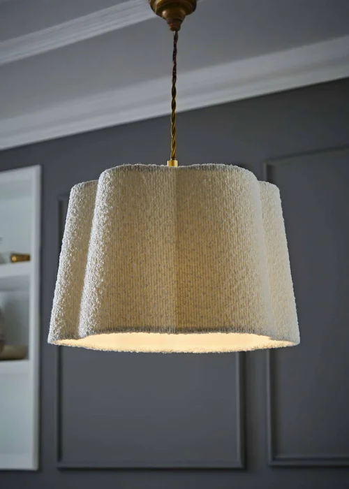 ValueLights Medium Amy Boucle Cream Tapered Ceiling Pendant Shade - One Size Image 1