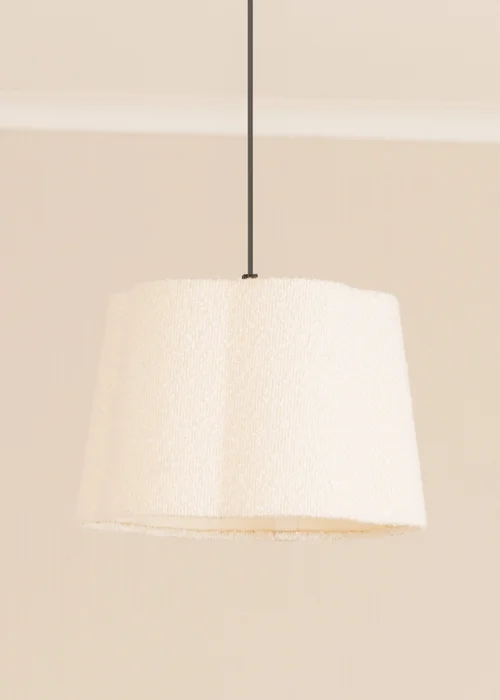 ValueLights Medium Amy Boucle Cream Tapered Ceiling Pendant Shade - One Size Image 1